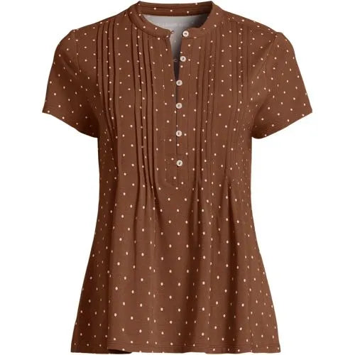 Women's Lightweight Jersey Button Pintuck Top