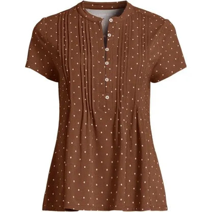 Women's Lightweight Jersey Button Pintuck Top