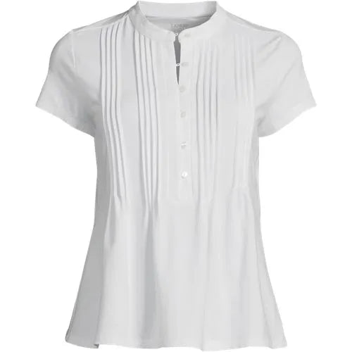 Women's Lightweight Jersey Button Pintuck Top