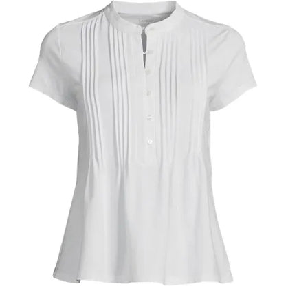 Women's Lightweight Jersey Button Pintuck Top