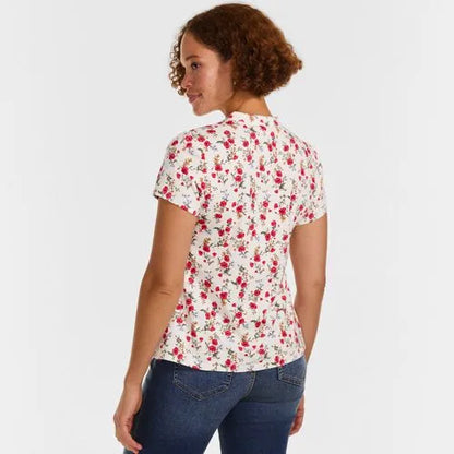 Women's Lightweight Jersey Button Pintuck Top