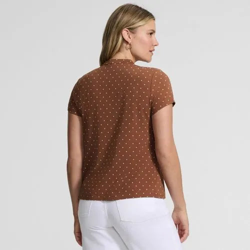 Women's Lightweight Jersey Button Pintuck Top