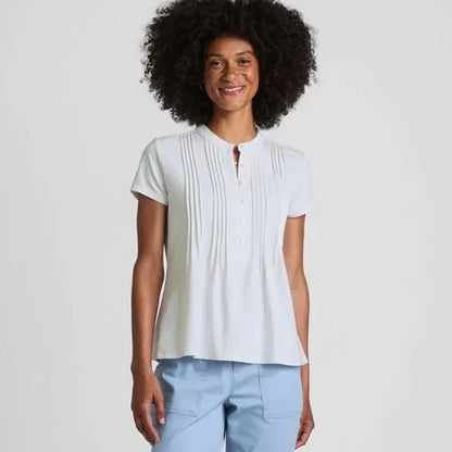 Women's Lightweight Jersey Button Pintuck Top