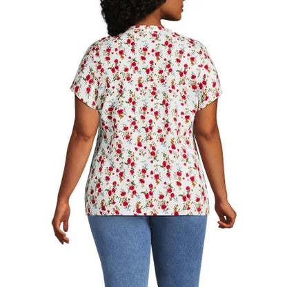 Women's Lightweight Jersey Button Pintuck Top