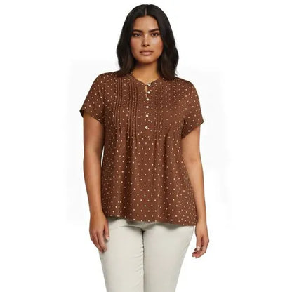 Women's Lightweight Jersey Button Pintuck Top