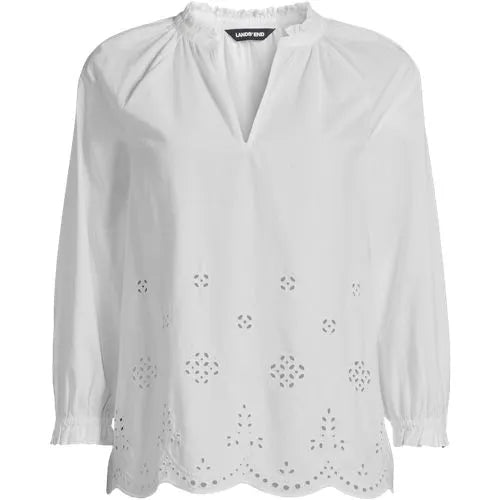 Women's Eyelet Split Neck Shirt