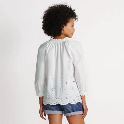 Women's Eyelet Split Neck Shirt
