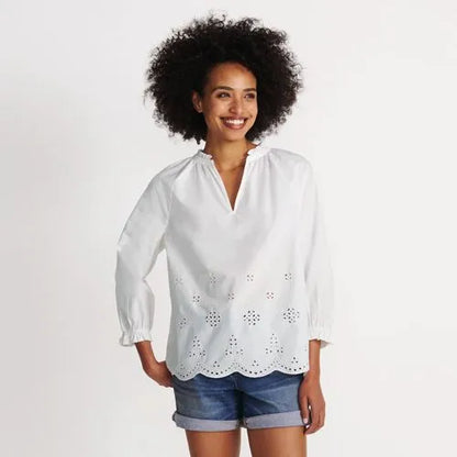 Women's Eyelet Split Neck Shirt