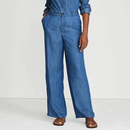 Women's High Rise TENCEL™ Fiber Pleated Wide Leg Pants