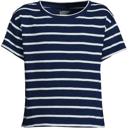 Girls Short Sleeve Slub Crewneck Top