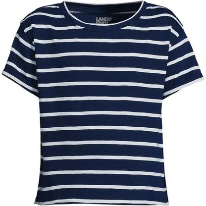 Girls Short Sleeve Slub Crewneck Top