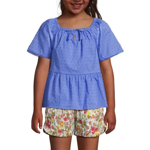 Girls Flutter Sleeve Tiered Peasant Top