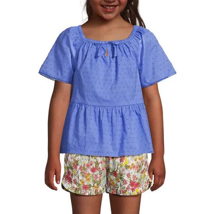 Girls Flutter Sleeve Tiered Peasant Top