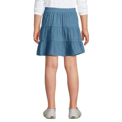 Girls Knit Gauze Tiered Skirt