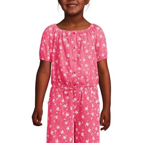 Girls Short Sleeve Knit Gauze Puff Sleeve Top