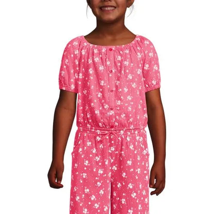 Girls Short Sleeve Knit Gauze Puff Sleeve Top