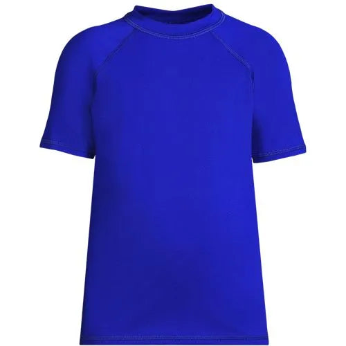 Boys Chlorine Resistant Short Sleeve Crew Neck UPF 50 Rash Guard