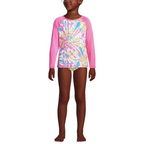 Girls Plus Chlorine Resistant Rash Guard Swim Top Bikini Top and Bottoms UPF 50 Swimsuit Set