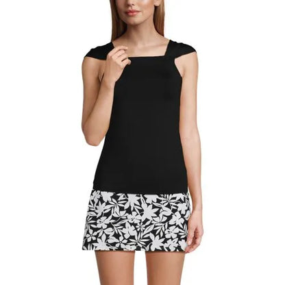 Women's Cap Sleeve High Neck Tankini Swimsuit Top