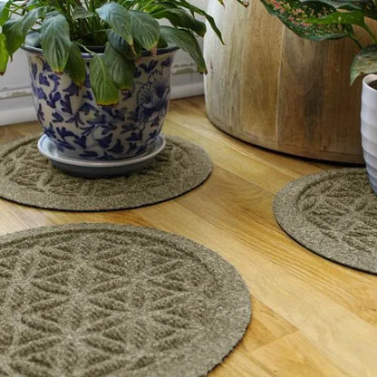 Matterly Waterblock 12" Round Flower of Life Plant Trivet - Set of 4