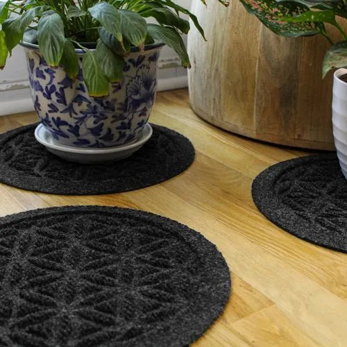 Matterly Waterblock 12" Round Flower of Life Plant Trivet - Set of 4