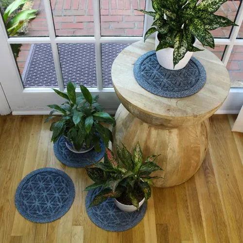 Matterly Waterblock 12" Round Flower of Life Plant Trivet - Set of 4