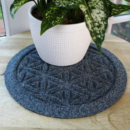 Matterly Waterblock 12" Round Flower of Life Plant Trivet - Set of 4