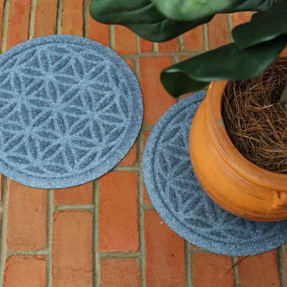 Matterly Waterhog® 17" Round Flower of Life Plant Trivet - Set of 2