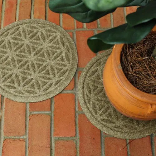 Matterly Waterhog® 17" Round Flower of Life Plant Trivet - Set of 2