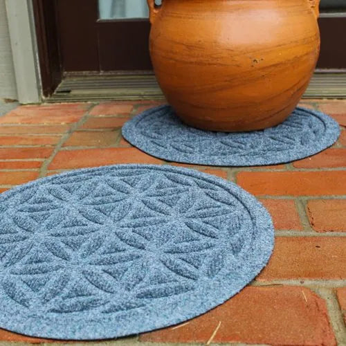 Matterly Waterhog® 17" Round Flower of Life Plant Trivet - Set of 2