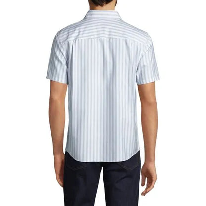 Men's Cotton Oxford Short Sleeve Button Collar Popover