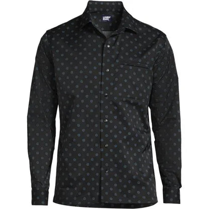 Men's Slim Performance Stretch Long Sleeve Spread Collar Shirt
