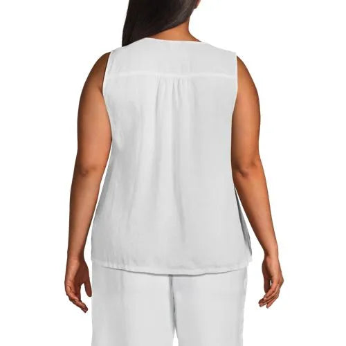 Women's Plus Size Linen V-neck Top