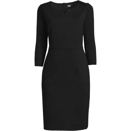 School Uniform Women's Ponte 3/4 Sleeve Notch Neck Dress