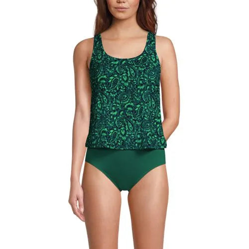 Women's Chlorine Resistant One Piece Scoop Neck Fauxkini Swimsuit