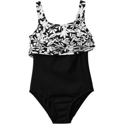 Women's Chlorine Resistant One Piece Scoop Neck Fauxkini Swimsuit