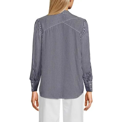 Women's Banded Collar Button Front Shirt