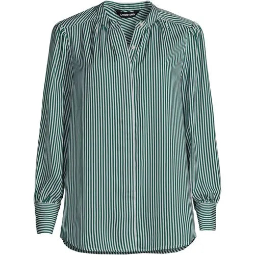 Women's Banded Collar Button Front Shirt