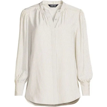 Women's Banded Collar Button Front Shirt
