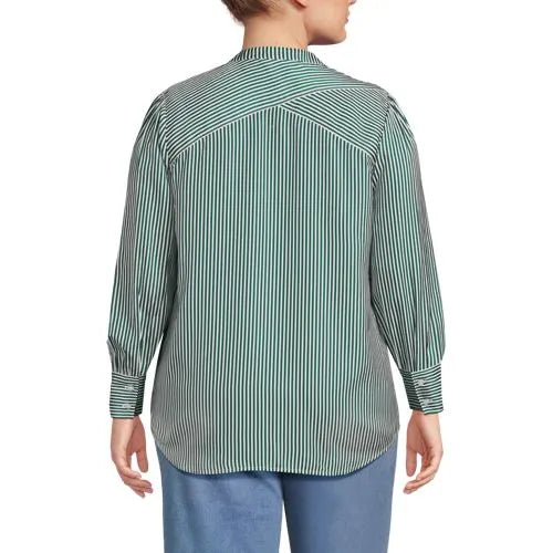 Women's Banded Collar Button Front Shirt