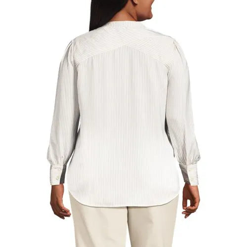 Women's Banded Collar Button Front Shirt