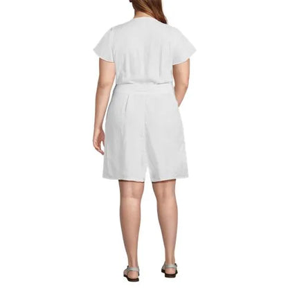 Women's Flutter Sleeve Linen Romper