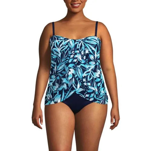 Women's Chlorine Resistant Mesh Bandeau High Leg Fauxkini One Piece Swimsuit