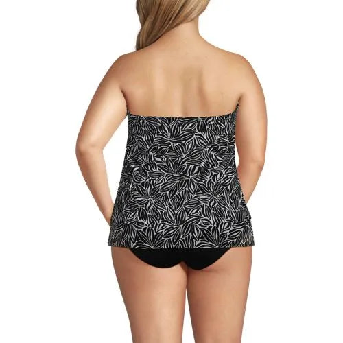 Women's Chlorine Resistant Mesh Bandeau High Leg Fauxkini One Piece Swimsuit