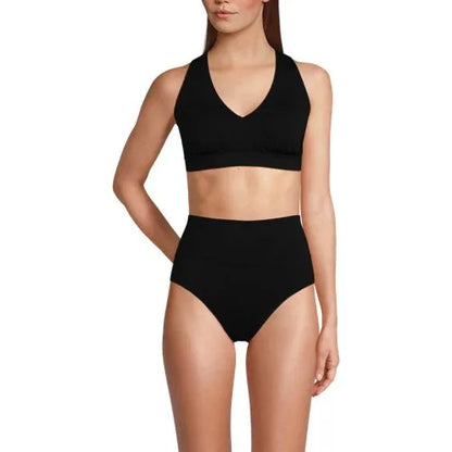 Women's V-neck Bikini and High Waisted Bottom Swimsuit Set
