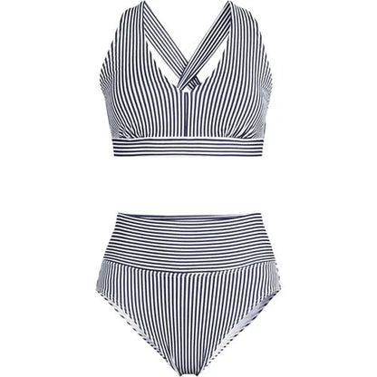 Women's V-neck Bikini and High Waisted Bottom Swimsuit Set