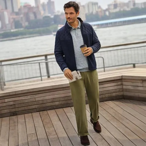 Men's Knockabout Comfort Waist Relaxed Fit Pleated Front Chino Pant