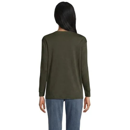 Women's Cotton Relaxed Long Sleeve Crew Neck