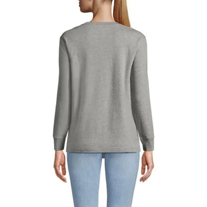 Women's Cotton Relaxed Long Sleeve Crew Neck