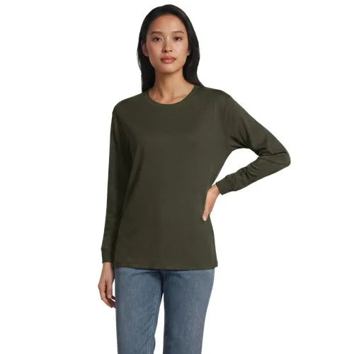 Women's Cotton Relaxed Long Sleeve Crew Neck